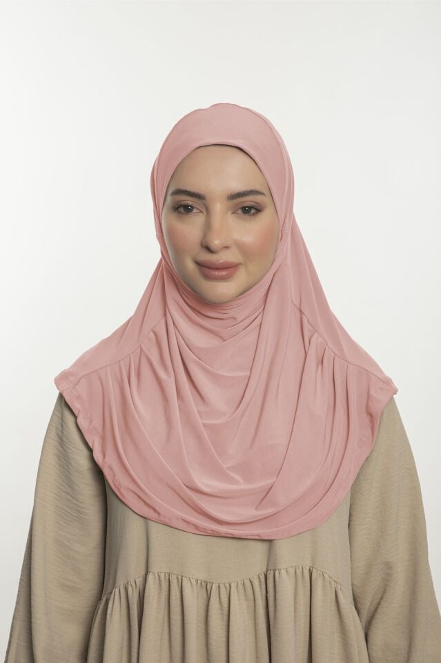 Pratik Hijab Sandy Şal - Hazır Türban Tesettür Eşarp Namazlık Namaz Örtüsü Pembe