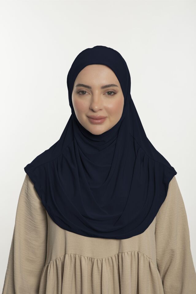 Pratik Hijab Sandy Şal - Hazır Türban Tesettür Eşarp Namazlık Namaz Örtüsü Lacivert