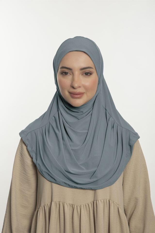 Pratik Hijab Sandy Şal - Hazır Türban Tesettür Eşarp Namazlık Namaz Örtüsü Gri