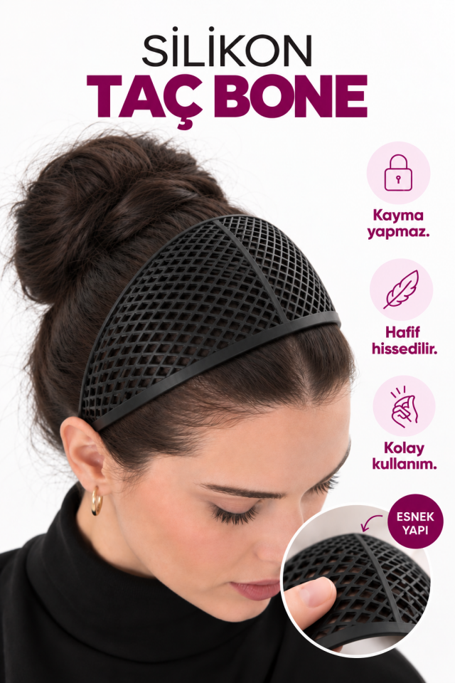 Kaymayan Silikon Taç Bone - Eşarp Şal Kayma Önleyici