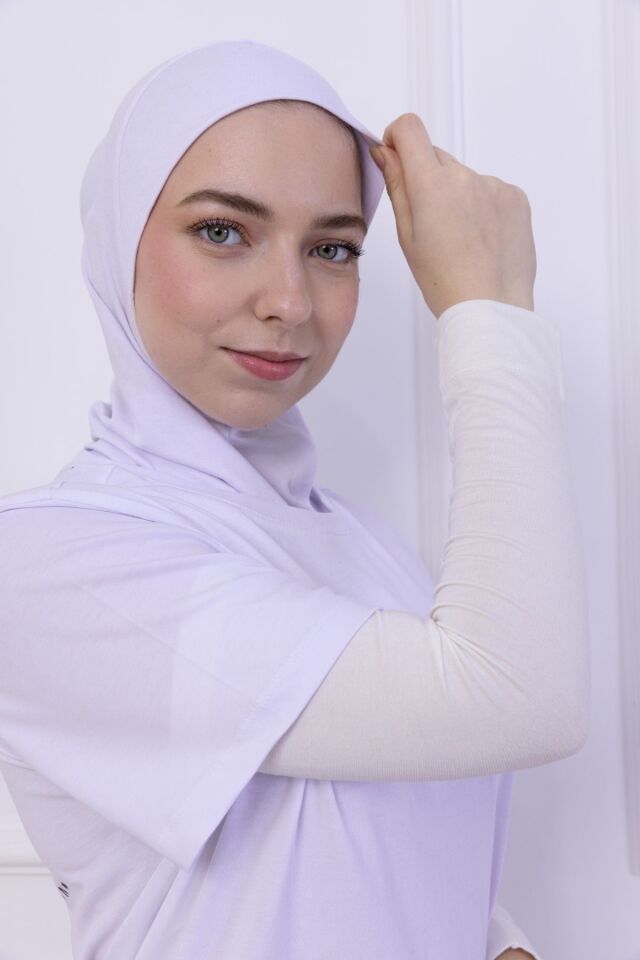 Likralı Penye Kolluk - Pratik Kadın Tesettür Düz Namaz Kolluğu 1 Çift 40cm Viskon Hijab Ekru