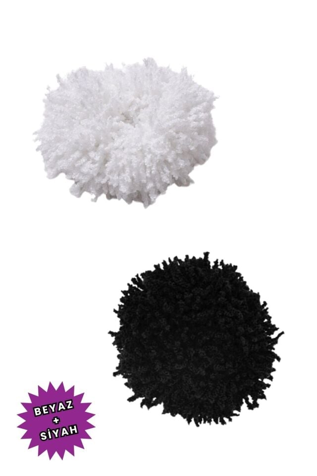 2li Topuz Tokası Seti Dolgun Lastikli Tesettür Kadın Toka 2 Adet Siyah Beyaz Arap Saçı