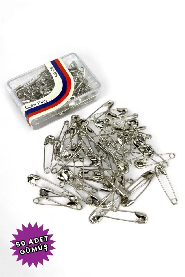 Çengelli İğne 50 Adet 2cm - Eşarp Ve Şal Iğnesi - Kadın Tesettür Aksesuar Çok Amaçlı Gümüş