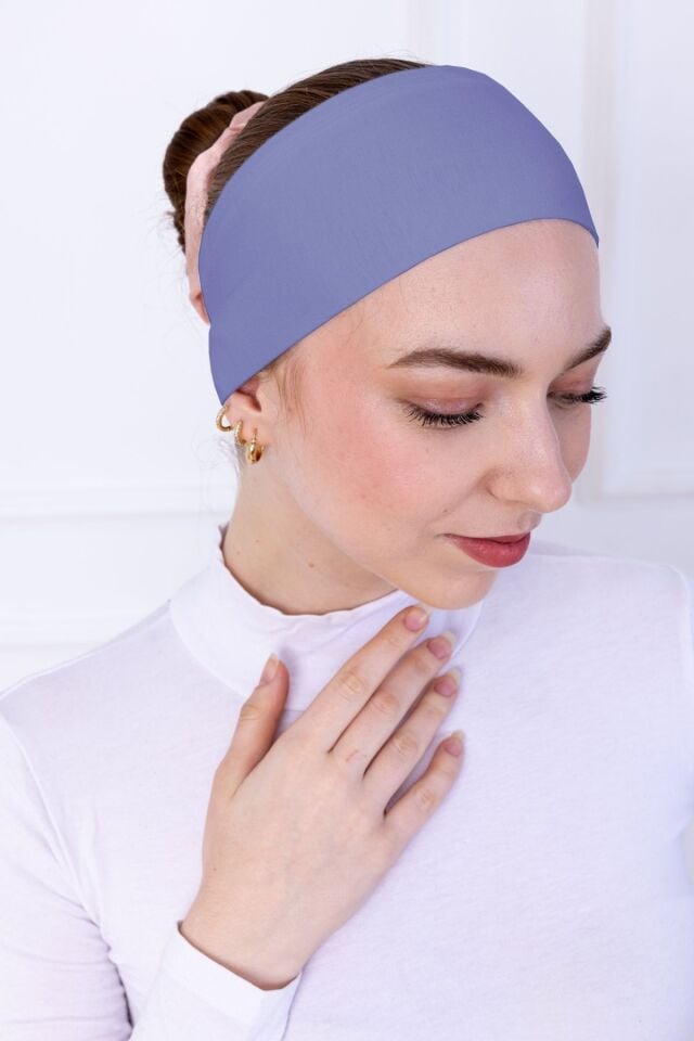 Kaymayan Silikonlu Bandana Bone - Sportif Saç Bandı Mavi